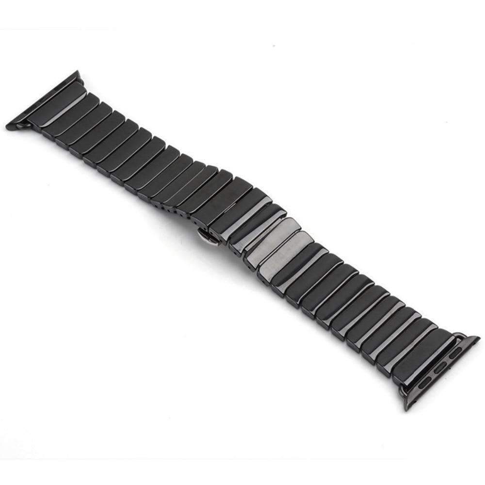 Accessories Apple Watch Series 5 4 3 2 Band, Ceramic link, Luxury Butterfly Clasp Loop Strap Black & white 38mm, 40mm, 42mm, 44mm - US Fast Shipping