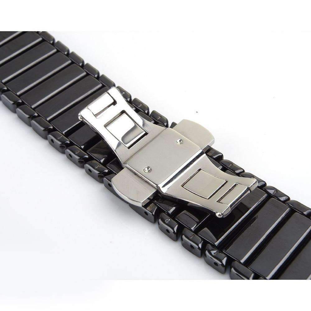 Accessories Apple Watch Series 5 4 3 2 Band, Ceramic link, Luxury Butterfly Clasp Loop Strap Black & white 38mm, 40mm, 42mm, 44mm - US Fast Shipping