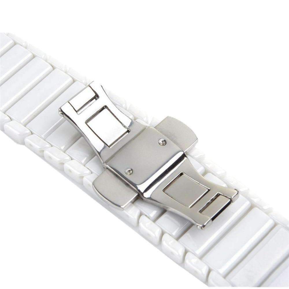 Accessories Apple Watch Series 5 4 3 2 Band, Ceramic link, Luxury Butterfly Clasp Loop Strap Black & white 38mm, 40mm, 42mm, 44mm - US Fast Shipping