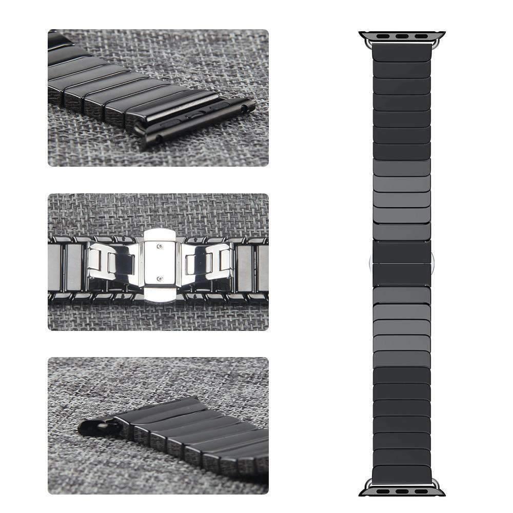 Accessories Apple Watch Series 5 4 3 2 Band, Ceramic link, Luxury Butterfly Clasp Loop Strap Black & white 38mm, 40mm, 42mm, 44mm - US Fast Shipping