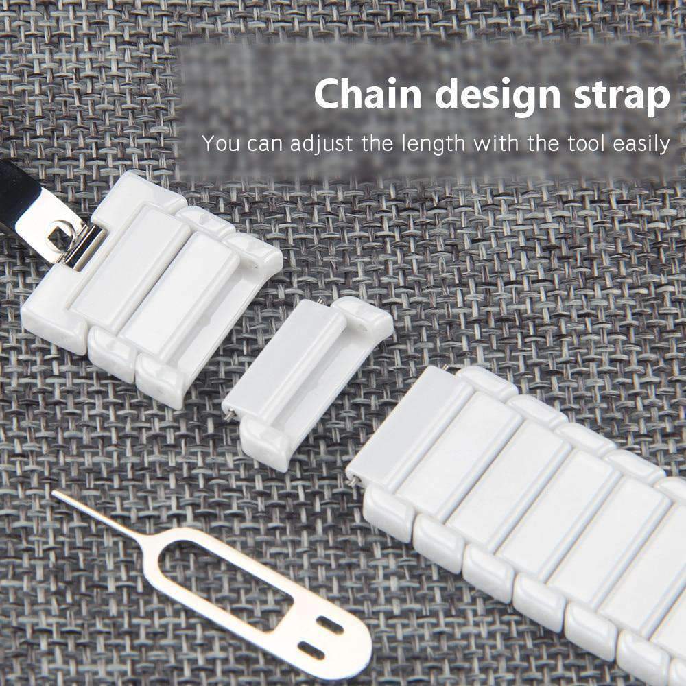 Accessories Apple Watch Series 5 4 3 2 Band, Ceramic link, Luxury Butterfly Clasp Loop Strap Black & white 38mm, 40mm, 42mm, 44mm - US Fast Shipping