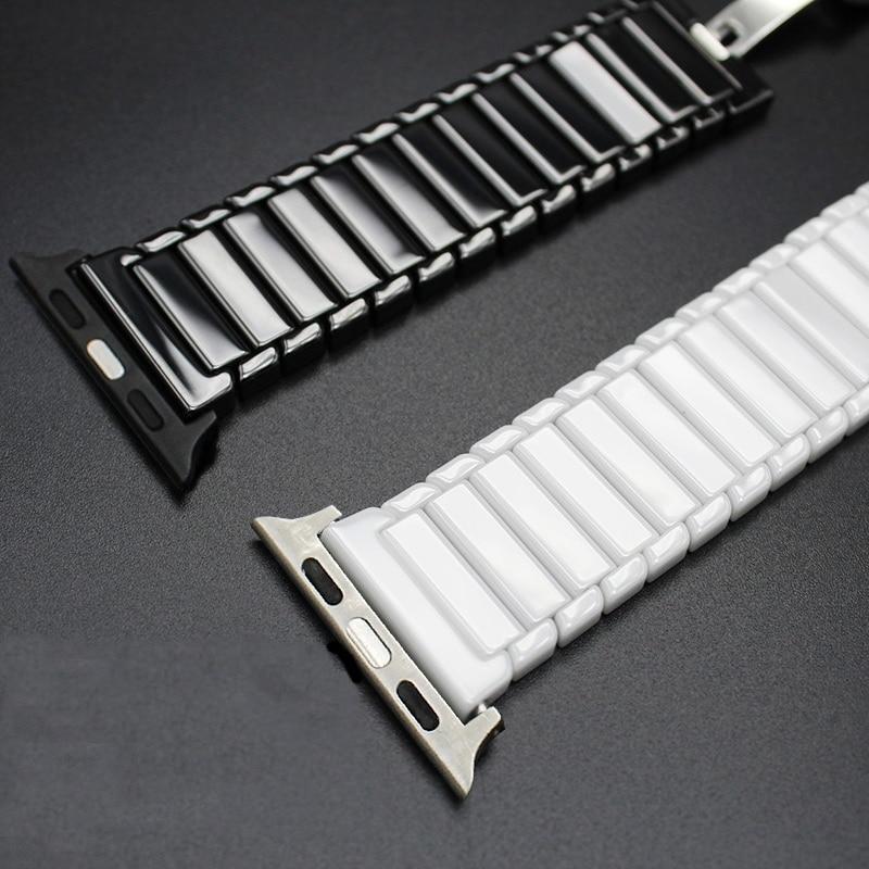 Accessories Apple Watch Series 5 4 3 2 Band, Ceramic link, Luxury Butterfly Clasp Loop Strap Black & white 38mm, 40mm, 42mm, 44mm - US Fast Shipping