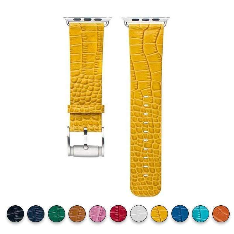 Accessories Apple Watch Series 5 4 3 2 Band, Crocodile Genuine Leather Strap for iWatch 38mm, 40mm, 42mm, 44mm