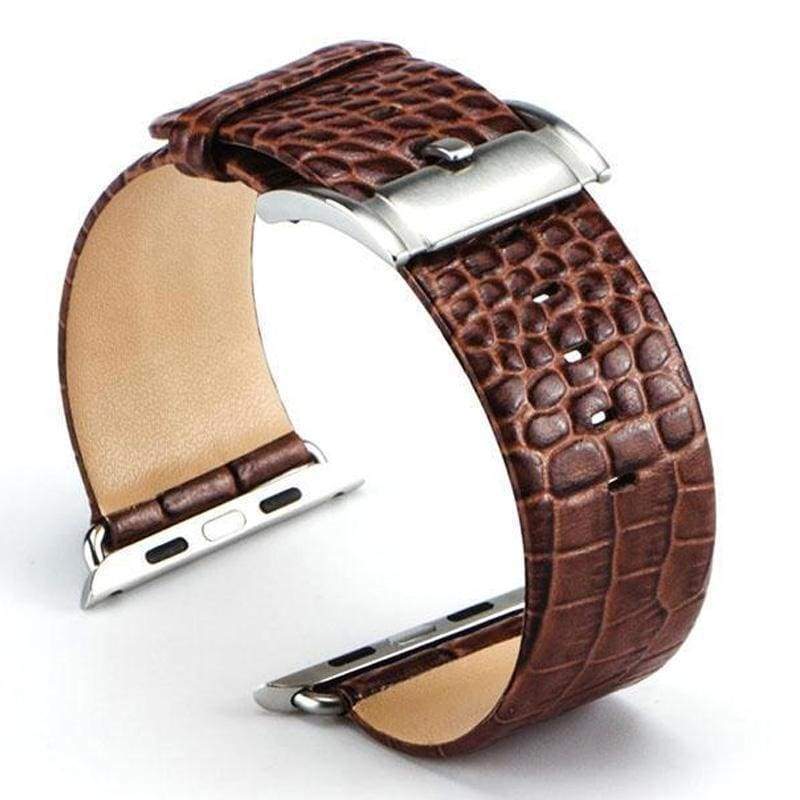 Accessories Apple Watch Series 5 4 3 2 Band, Crocodile Genuine Leather Strap for iWatch 38mm, 40mm, 42mm, 44mm