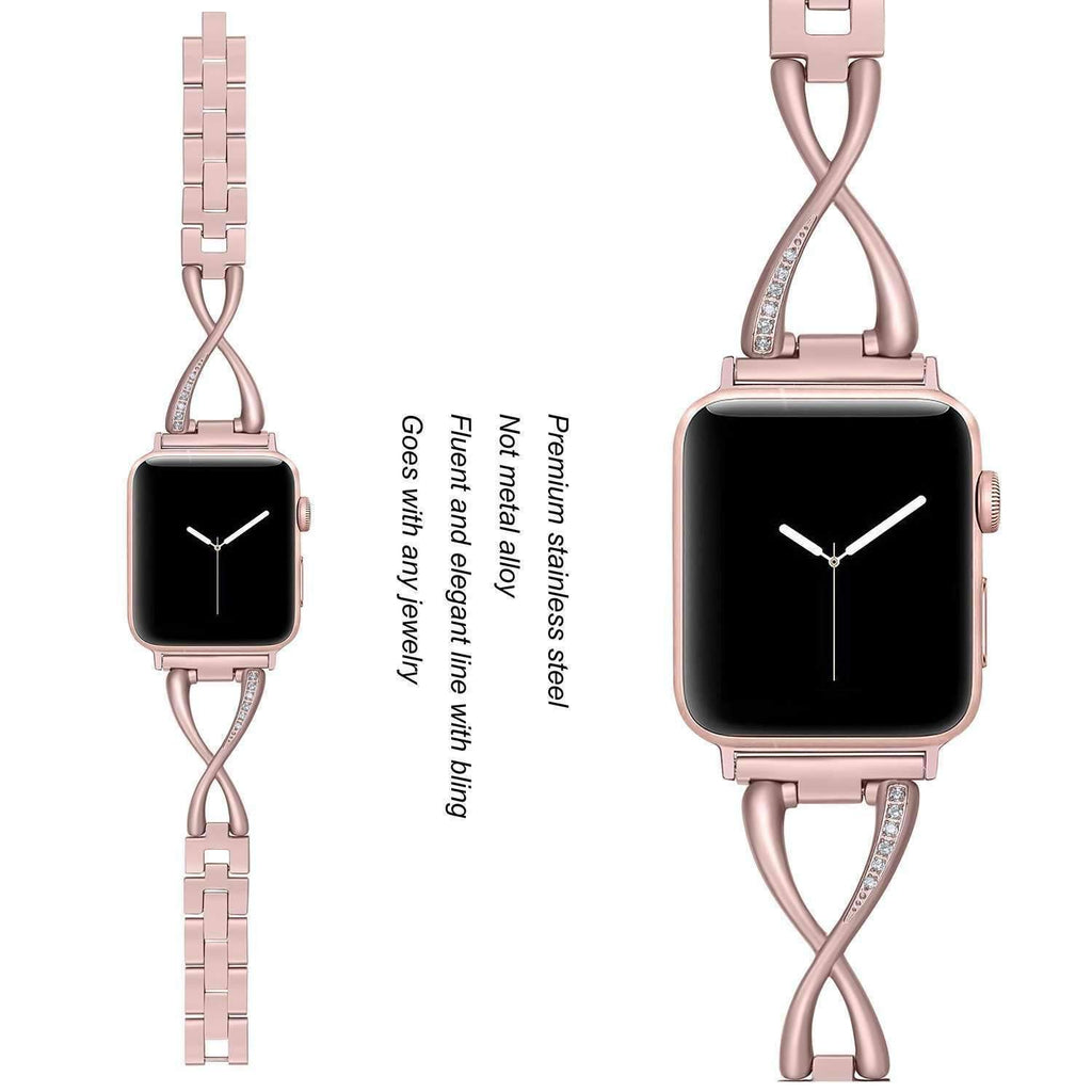Accessories Apple Watch Series 5 4 3 2 Band, Elegant Crystal bling Rhinestone Bracelet, Stainless Steel for iwatch 38mm, 40mm, 42mm, 44mm - US fast shipping