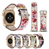 Accessories Apple Watch Series 5 4 3 2 Band, Elegant Floral Printed Leather Loop Watch Band for 38mm, 40mm, 42mm, 44mm