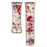 Accessories Apple Watch Series 5 4 3 2 Band, Elegant Floral Printed Leather Loop Watch Band for 38mm, 40mm, 42mm, 44mm