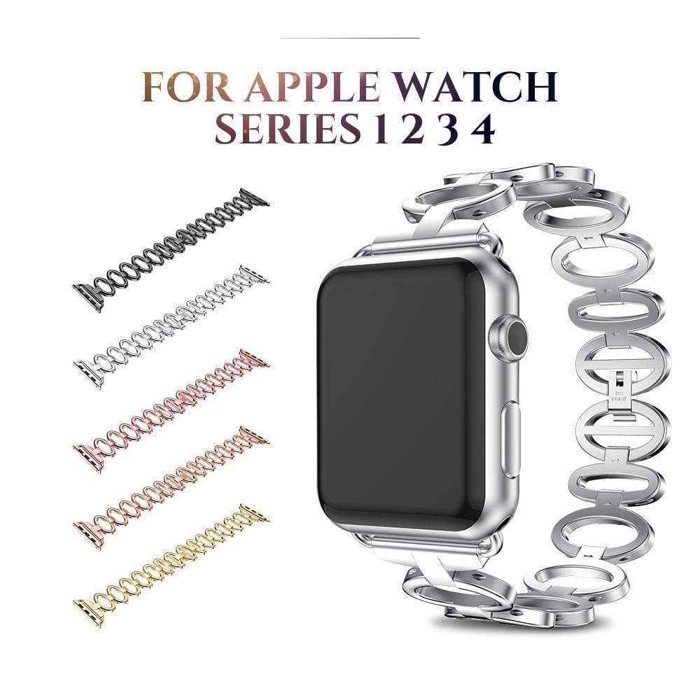 accessories Apple Watch Series 5 4 3 2 Band,  Elliptical Style Wristband, Stainless Steel Metal iWatch Strap 38mm, 40mm, 42mm, 44mm
