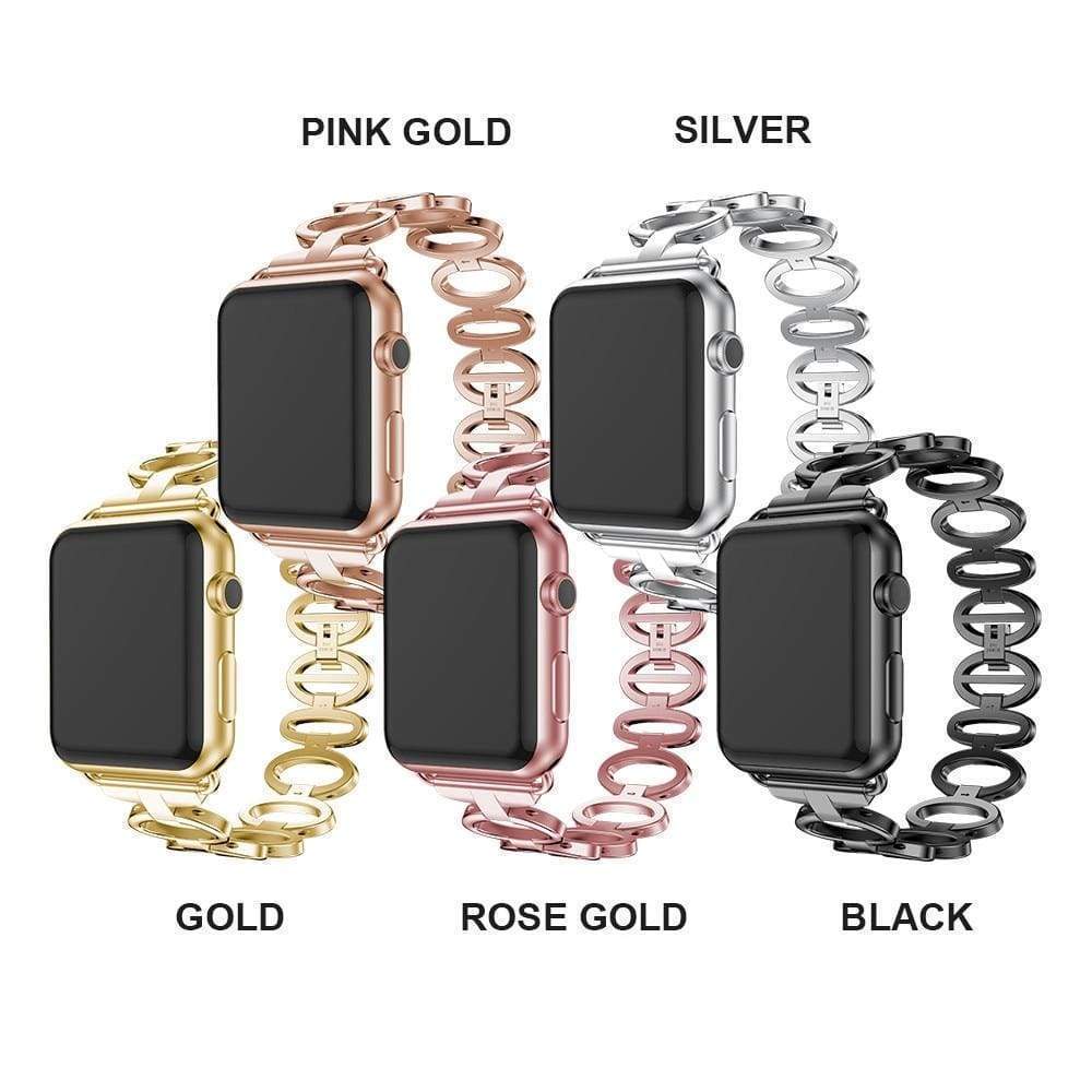 accessories Apple Watch Series 5 4 3 2 Band,  Elliptical Style Wristband, Stainless Steel Metal iWatch Strap 38mm, 40mm, 42mm, 44mm