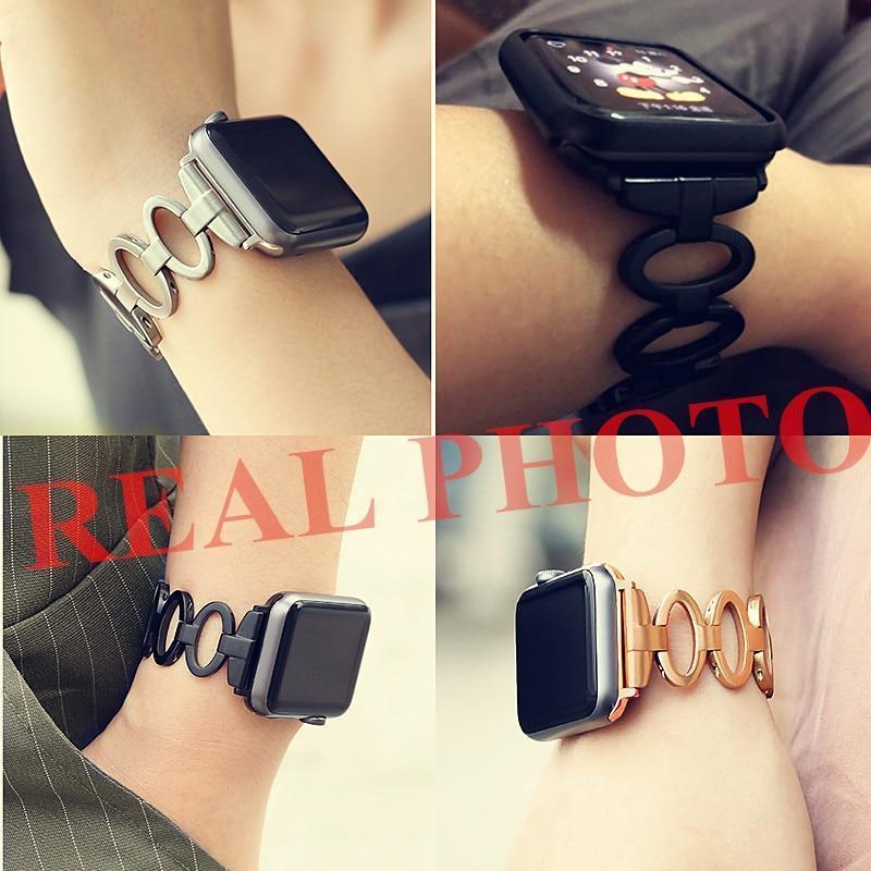accessories Apple Watch Series 5 4 3 2 Band,  Elliptical Style Wristband, Stainless Steel Metal iWatch Strap 38mm, 40mm, 42mm, 44mm