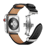 accessories Apple Watch Series 5 4 3 2 Band, Genuine Leather, Rose Gold Connectors & Buckle, fits Nike, hermes 38mm, 40mm, 42mm, 44mm - US Fast Shipping