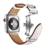 accessories Apple Watch Series 5 4 3 2 Band, Genuine Leather, Rose Gold Connectors & Buckle, fits Nike, hermes 38mm, 40mm, 42mm, 44mm - US Fast Shipping