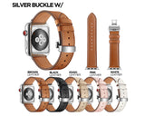 accessories Apple Watch Series 5 4 3 2 Band, Genuine Leather, Rose Gold Connectors & Buckle, fits Nike, hermes 38mm, 40mm, 42mm, 44mm - US Fast Shipping