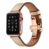 accessories Apple Watch Series 5 4 3 2 Band, Genuine Leather, Rose Gold Connectors & Buckle, fits Nike, hermes 38mm, 40mm, 42mm, 44mm - US Fast Shipping