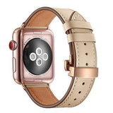 accessories Apple Watch Series 5 4 3 2 Band, Genuine Leather, Rose Gold Connectors & Buckle, fits Nike, hermes 38mm, 40mm, 42mm, 44mm - US Fast Shipping