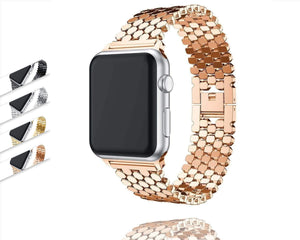 Accessories Apple Watch Series 5 4 3 2 Band, Hexagon Strap, Stainless Steel, iWatch, Watchbands, 38mm, 40mm, 42mm, 44mm -  US fast shipping