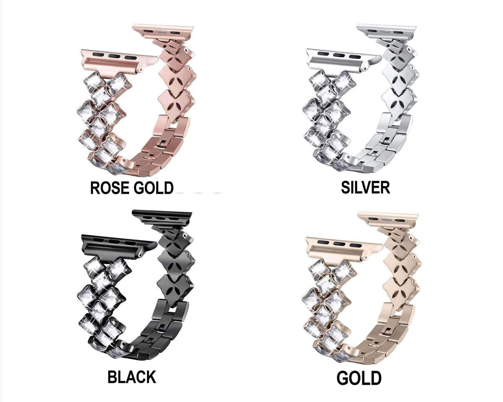 accessories Apple Watch Series 5 4 3 2 Band, Rose gold Bling Diamond Stainless Steel Strap 38mm, 40mm, 42mm, 44mm