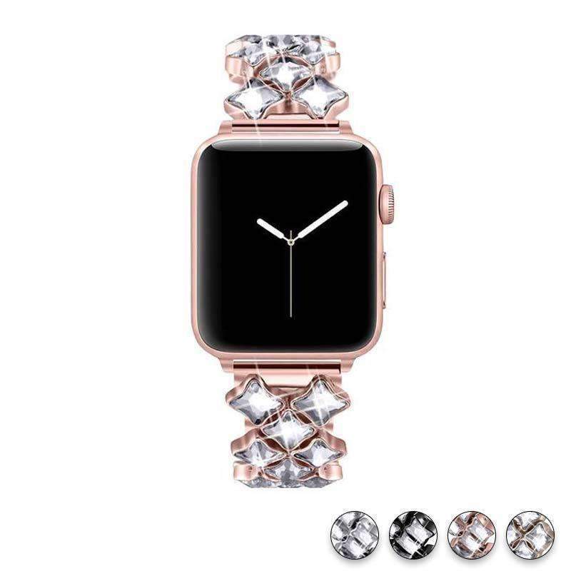 accessories Apple Watch Series 5 4 3 2 Band, Rose gold Bling Diamond Stainless Steel Strap 38mm, 40mm, 42mm, 44mm