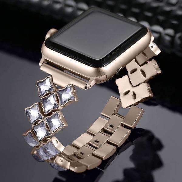 accessories Apple Watch Series 5 4 3 2 Band, Rose gold Bling Diamond Stainless Steel Strap 38mm, 40mm, 42mm, 44mm