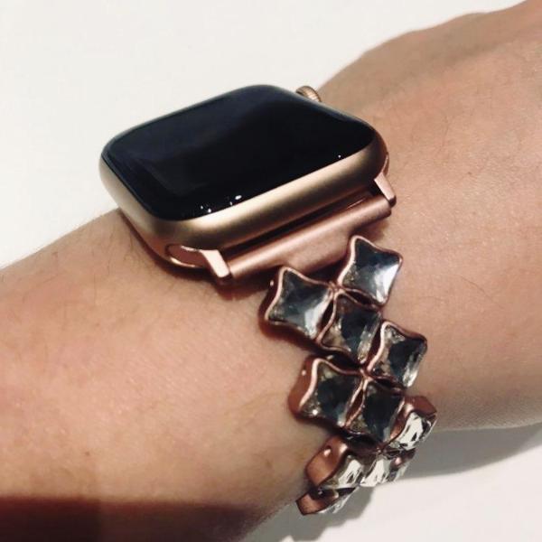 accessories Apple Watch Series 5 4 3 2 Band, Rose gold Bling Diamond Stainless Steel Strap 38mm, 40mm, 42mm, 44mm