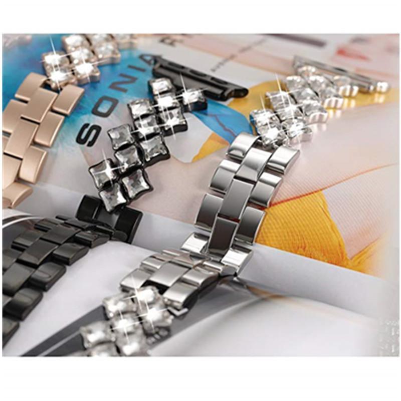 accessories Apple Watch Series 5 4 3 2 Band, Rose gold Bling Diamond Stainless Steel Strap 38mm, 40mm, 42mm, 44mm