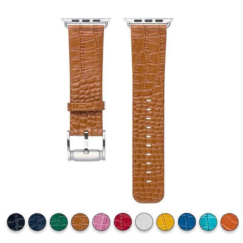 Accessories Brown / 38mm / 40mm Apple Watch Series 5 4 3 2 Band, Crocodile Genuine Leather Strap for iWatch 38mm, 40mm, 42mm, 44mm