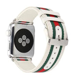 Accessories White / 38mm/40mm Apple Watch Band Strap Striped Nylon & Leather, Fits Series  44mm/ 40mm/ 42mm/ 38mm  iwatch Series 1 2 3 4