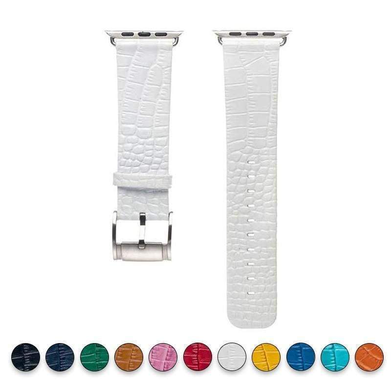 Accessories White / 38mm / 40mm Apple Watch Series 5 4 3 2 Band, Crocodile Genuine Leather Strap for iWatch 38mm, 40mm, 42mm, 44mm