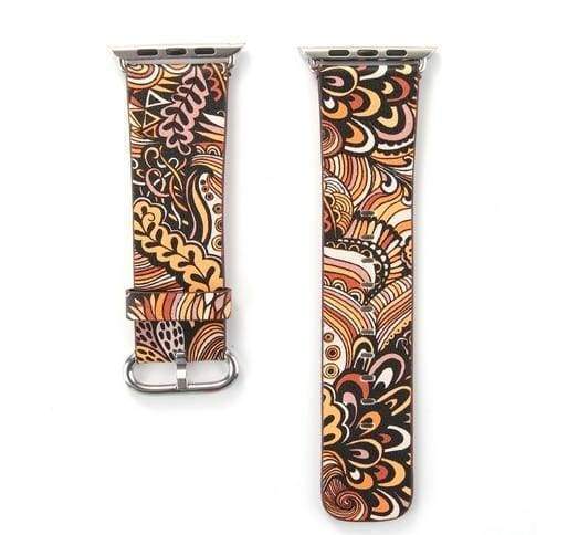 Accessories Yellow / 38mm / 40mm Apple Watch Series 5 4 3 2 Band, Elegant Floral Printed Leather Loop Watch Band for 38mm, 40mm, 42mm, 44mm