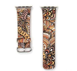 Accessories Yellow / 38mm / 40mm Apple Watch Series 5 4 3 2 Band, Elegant Floral Printed Leather Loop Watch Band for 38mm, 40mm, 42mm, 44mm