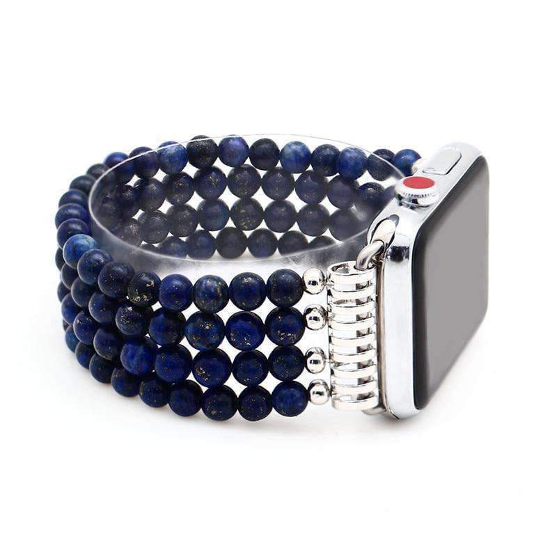 Apple Apple watch band bracelet lapis Natural Stone Watchband For iWatch, Blue Sandstone Women Elastic Watch strap  44mm/ 40mm/ 42mm/ 38mm
