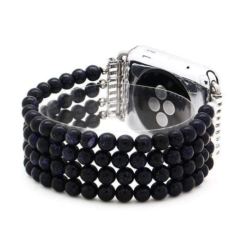 Apple Apple watch band bracelet lapis Natural Stone Watchband For iWatch, Blue Sandstone Women Elastic Watch strap  44mm/ 40mm/ 42mm/ 38mm