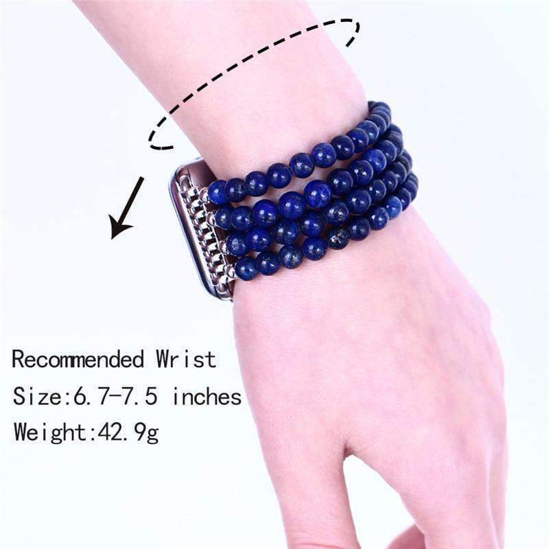Apple Apple watch band bracelet lapis Natural Stone Watchband For iWatch, Blue Sandstone Women Elastic Watch strap  44mm/ 40mm/ 42mm/ 38mm