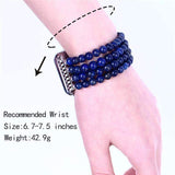 Apple Apple watch band bracelet lapis Natural Stone Watchband For iWatch, Blue Sandstone Women Elastic Watch strap  44mm/ 40mm/ 42mm/ 38mm