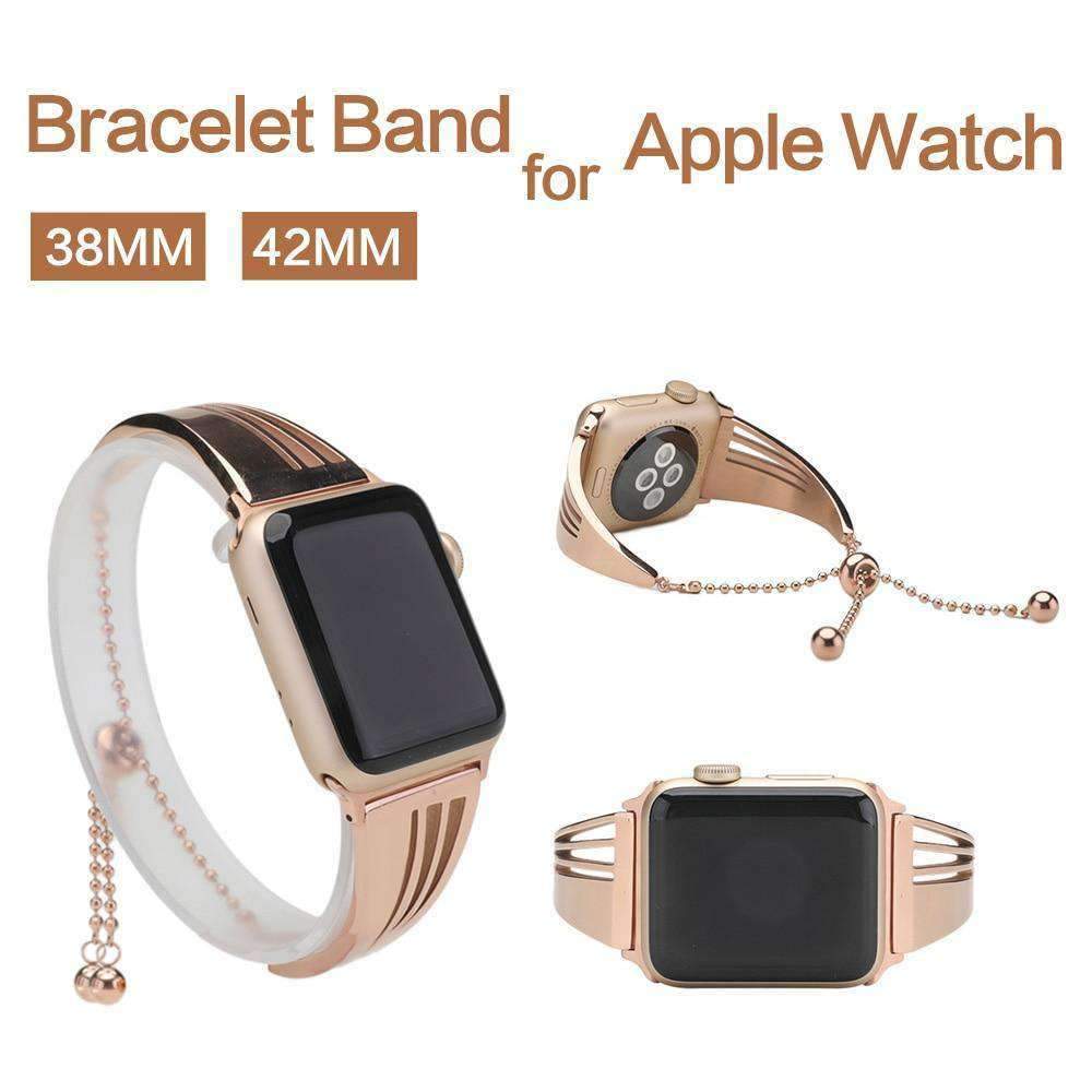 Apple Apple Watch band cuff, Stainless Steel strap, Fits Series 1 2 3 4 5 44mm, 40mm, 42mm, 38mm Luxury iwatch Bracelet