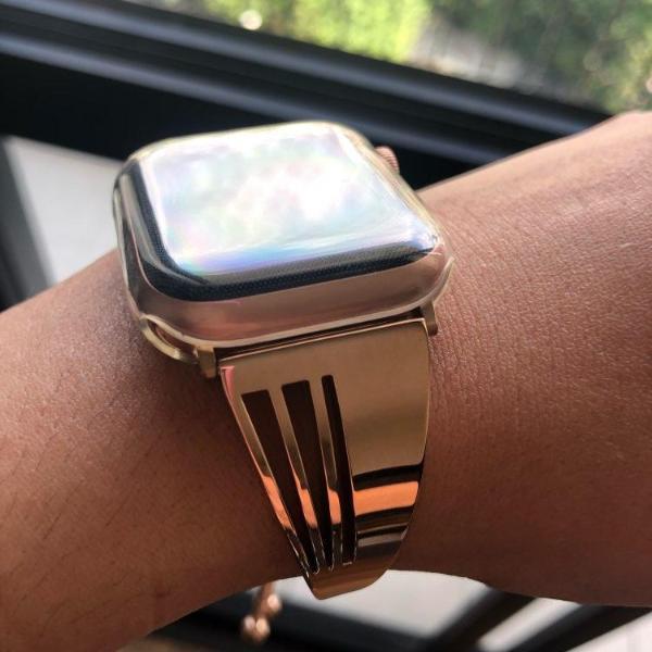 Apple Apple Watch band cuff, Stainless Steel strap, Fits Series 1 2 3 4 5 44mm, 40mm, 42mm, 38mm Luxury iwatch Bracelet
