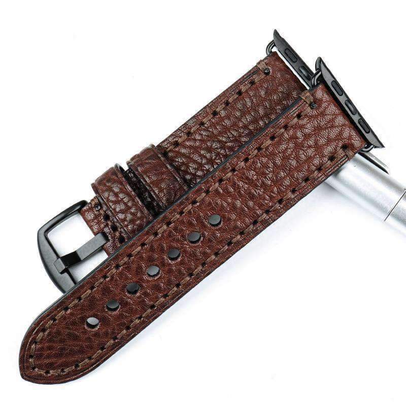 Apple Apple Watch Band, Genuine Cow Leather Strap With Adapter Fits  44mm/ 40mm/ 42mm/ 38mm Series 1 2 3 4 Black iWatch Bracelet Watchband