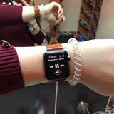 Apple Apple Watch Band Genuine leather silver adaptor connector clasp buckle,  Series 1 2 3 4 5 Sport Bracelet iwatch strap fits 44mm/ 40mm/ 42mm/ 38mm