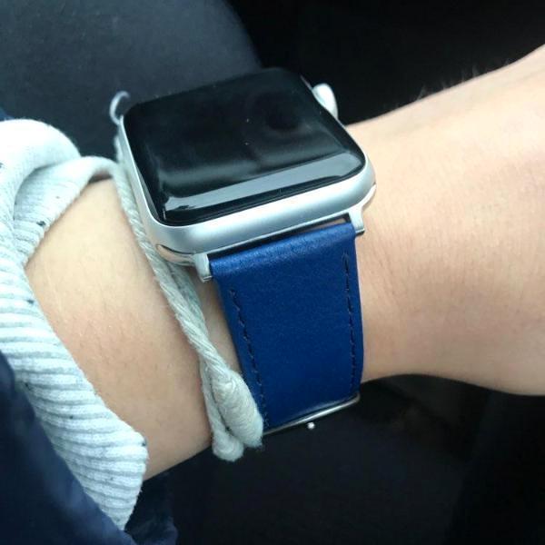 Apple Apple Watch Band Genuine leather silver adaptor connector clasp buckle,  Series 1 2 3 4 5 Sport Bracelet iwatch strap fits 44mm/ 40mm/ 42mm/ 38mm