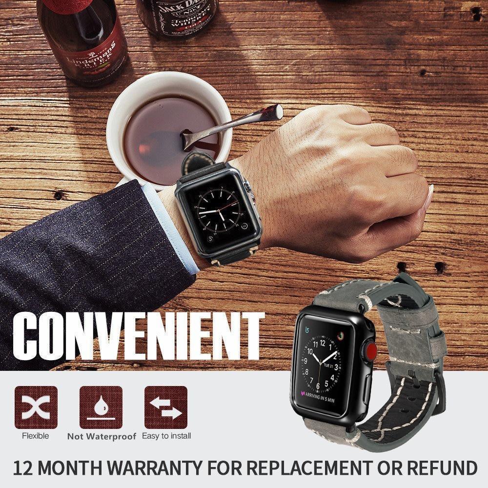 Apple Apple Watch Band handmade Cowboy Calf Leather Watch  38mm 40mm 42mm 44mm Series 4 3 2 iWatch strap