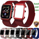 Apple Apple Watch band Milanese mesh magnetic Loop stainless steel metal Strap & Watch Case bundle  42mm 44mm iwatch 4/3/2/1 38mm 40 mm Bracelet Watchband - USA Fast Shipping