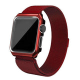 2pcs/set Apple Watch Band Milanese Mesh Magnetic Loop Stainless Steel Metal Strap & Watch Case Bundle Bracelet Watchband