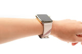 Apple Apple Watch band plaid checkered leather with Silver Metal Connector, Replacement strap for iWatch 38mm, 40mm, 42mm, 44 mm, series 4 3 2 1