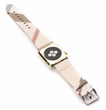 Apple Apple Watch band plaid checkered leather with Silver Metal Connector, Replacement strap for iWatch 38mm, 40mm, 42mm, 44 mm, series 4 3 2 1