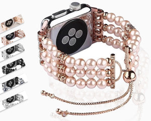 Apple Apple watch bands women  Fashion pearl bracelet cuff Strap for 38mm 40mm 44mm 42 series 4 3 2 1 handmade Replacement band