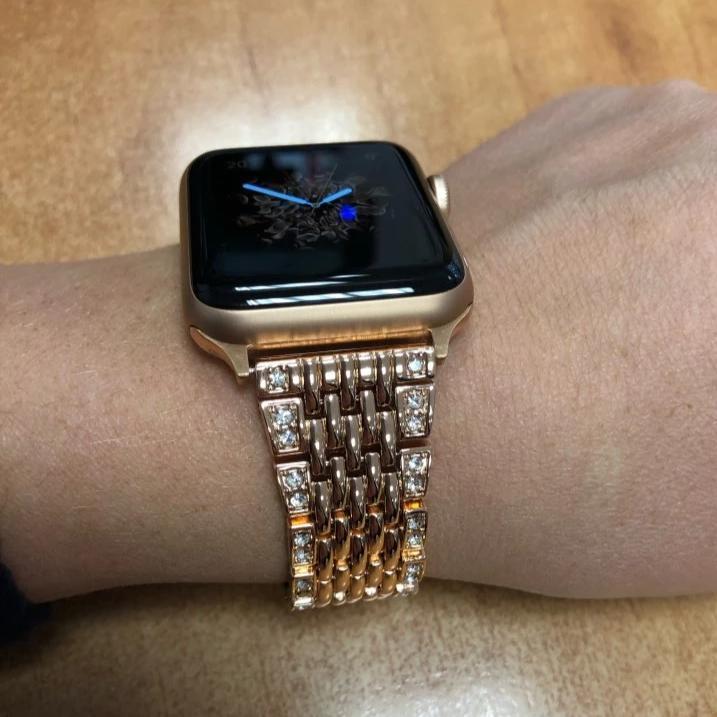 Apple Apple watch bling women band, Shiny diamond crystal cz bracelet strap, Stainless steel watchband,  For iwatch 42mm 38mm  44mm 40mm Series 5 4 3