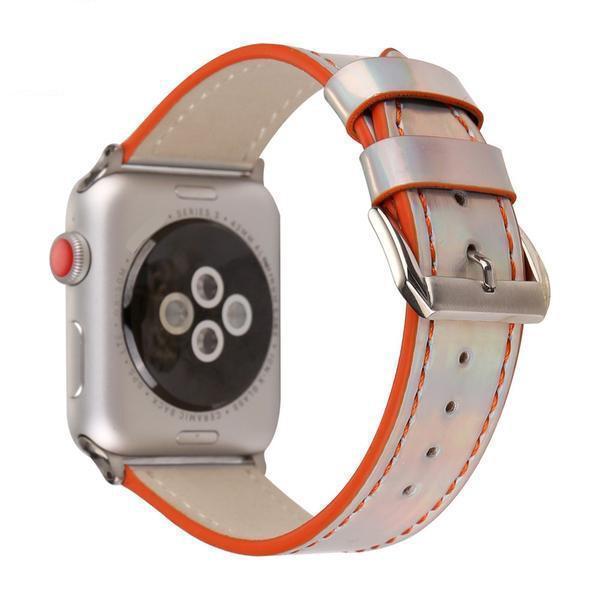 Apple Apple Watch iridescent Metallic shine Faux Leather Watchband iwatch 4 40mm 44mm 38mm 42mm  Replacement Bracelet Strap
