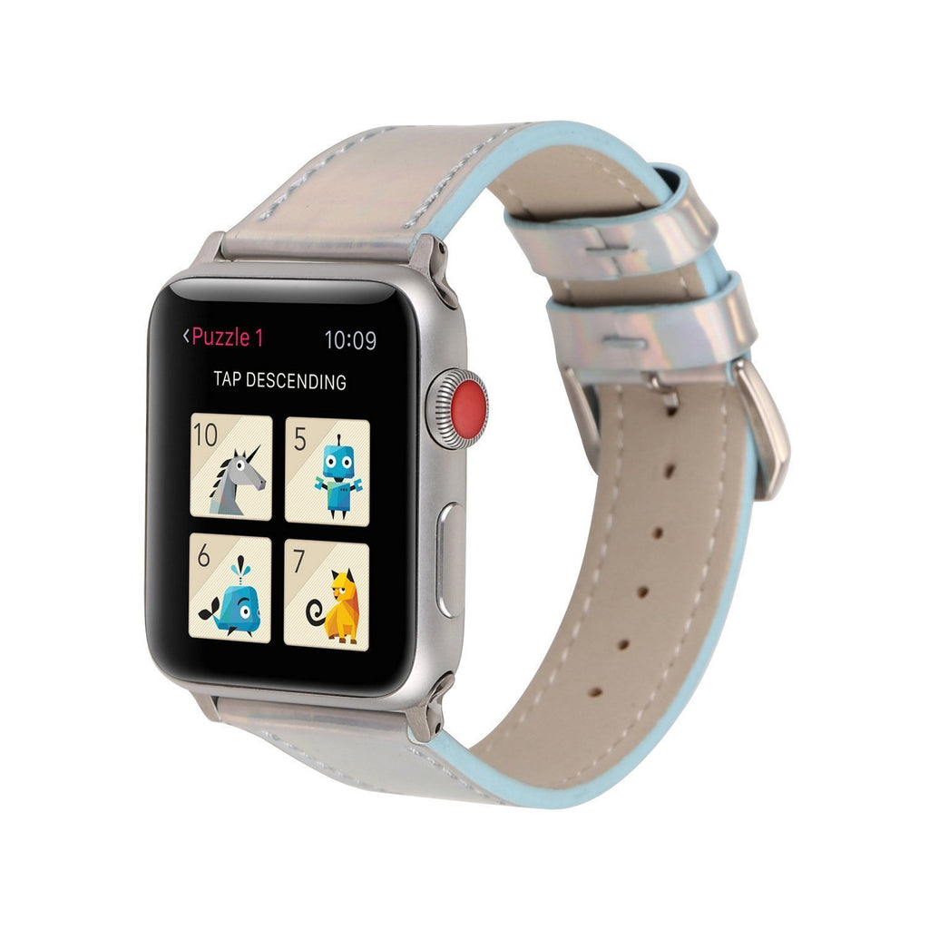 Apple Apple Watch iridescent Metallic shine Faux Leather Watchband iwatch 4 40mm 44mm 38mm 42mm  Replacement Bracelet Strap