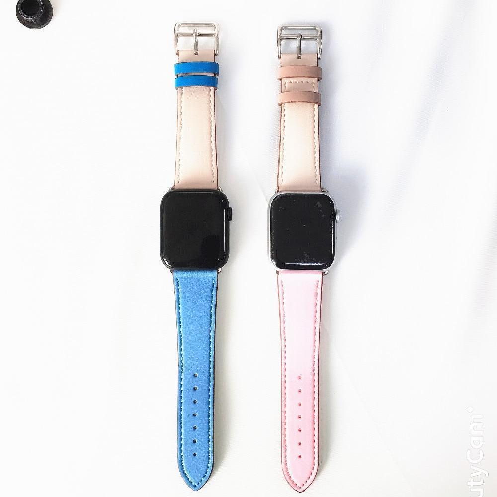 Apple Apple watch Leather Strap For  herm band 4 3 iwatch band 42mm 38mm 44mm 40mm  bracelet for apple watch 4, US Fast Shipping
