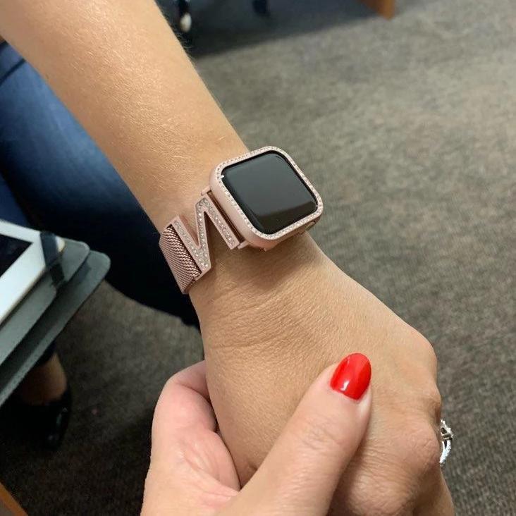 Apple Apple watch Milanese mesh magnetic sport Loop,  stainless steel metal Bracelet Diamond bling woman strap, 38mm 42mm 40mm 44mm iwatch series 5 4 3